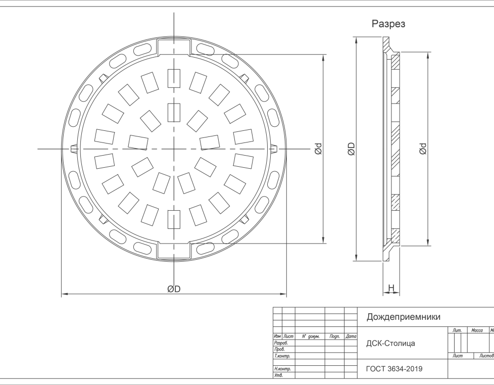 Дождеприемник ДМ1 (С250)-1-60 (ДК) из СЧ